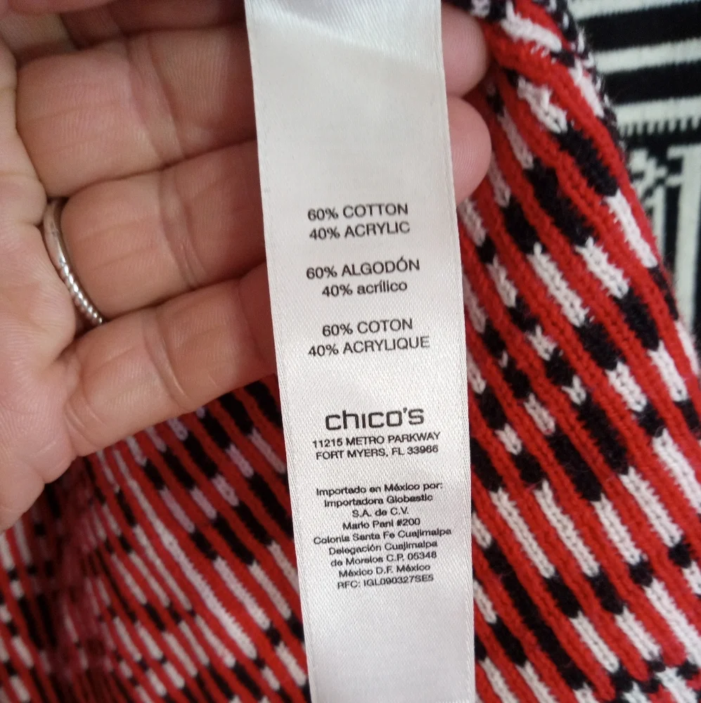 Chico's Black and Red Mixed Patterned Cardigan - Picture 7 of 10